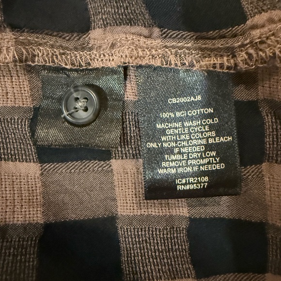 Sanctuary Brown Plaid Flannel Button Up Shirt Soft Boyfriend Fit M - Picture 5 of 5